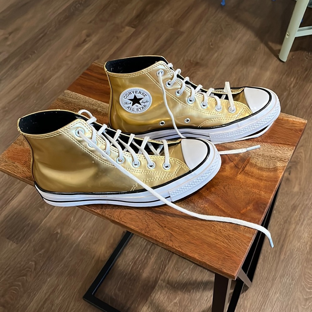 Converse Chuck Taylor High Top Metallic Gold Sneakers
